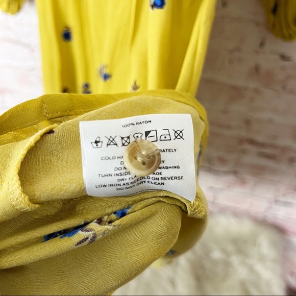 Faithfull The Brand Margot Yellow Floral Mini Dress Size 6 - Picture 8 of 9